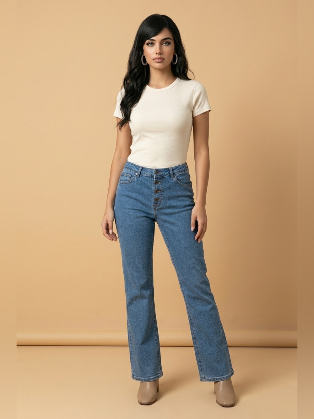 J. Crew Medium Blue Flare Cropped Jeans